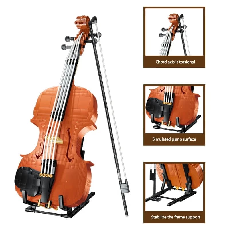 Idea classica creativa Artista Violino Collezione di blocchi di costruzione Modello di strumento musicale Assemblaggio Mattoni Giocattoli Regalo per ragazza per bambini