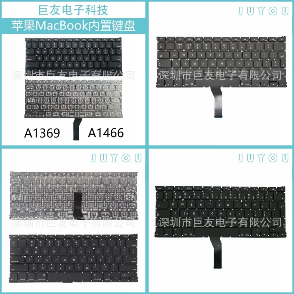 Tastiera di Ricambio per MacBook Air 13 A1466 A1369, Layout US/UK, con Altoparlante Integrato per Notebook