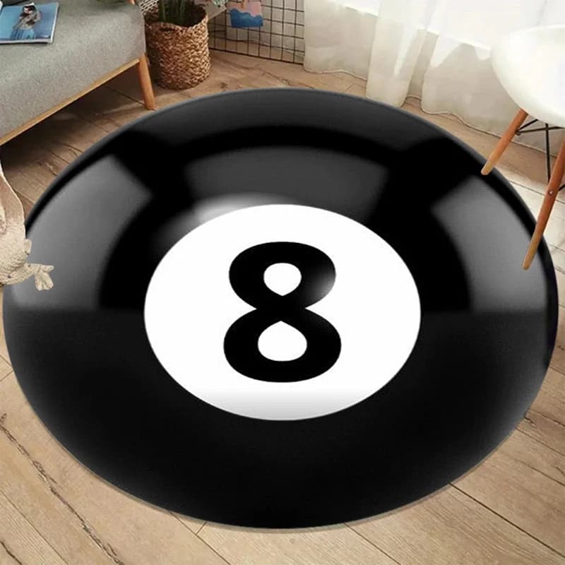 Round carpet with football pattern, basketball, volleyball, baseball, bedroom, living room, non-slip mat, home decoration, bedroom