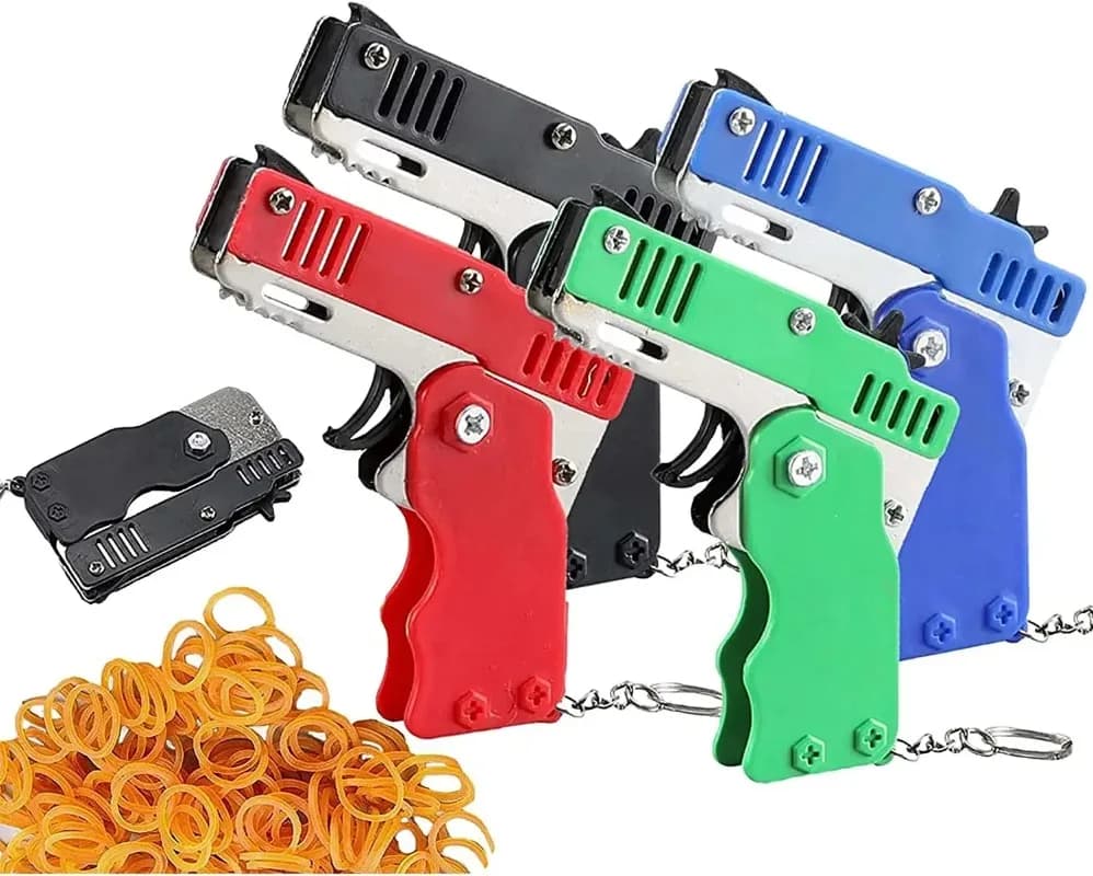 1 Piece Keychain with 60 Elastics, Elastic Spare Gun in League, Children's Toy, Open Day, Boy's Fun Gift, Boy's Gift