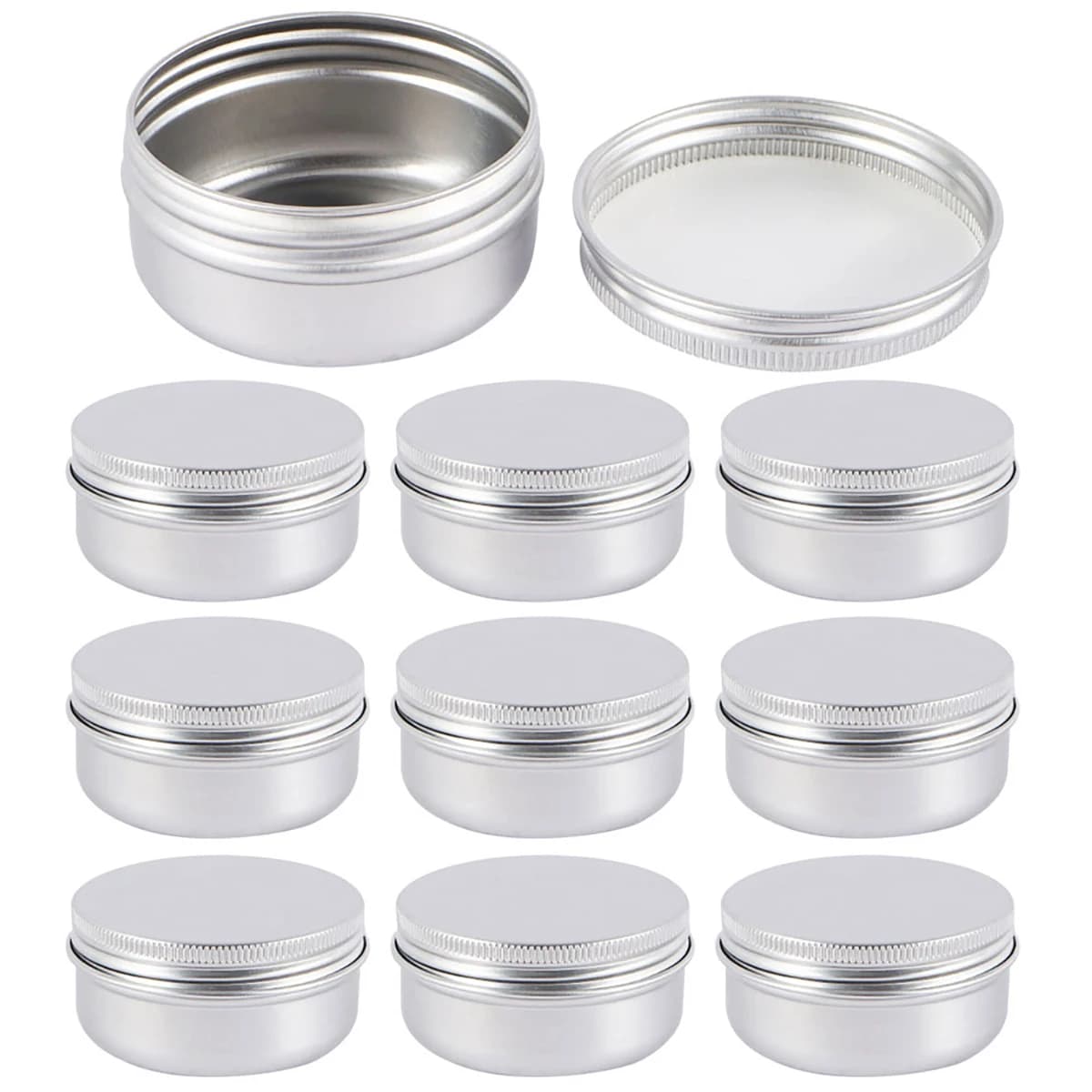 10PCS/Set 50/100ML Metal Round Tins Aluminum Empty Silver Cans With Screw Lid Jars For Salve Spices Candles Lipstick Cosmetic