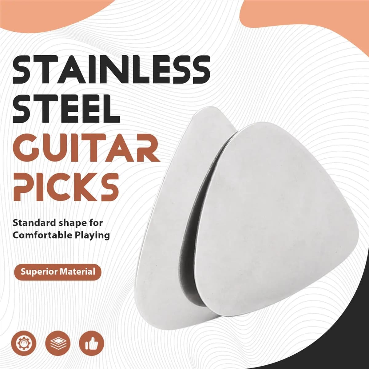L79A 6x Stainless Steel Guitar Picks - Silver
