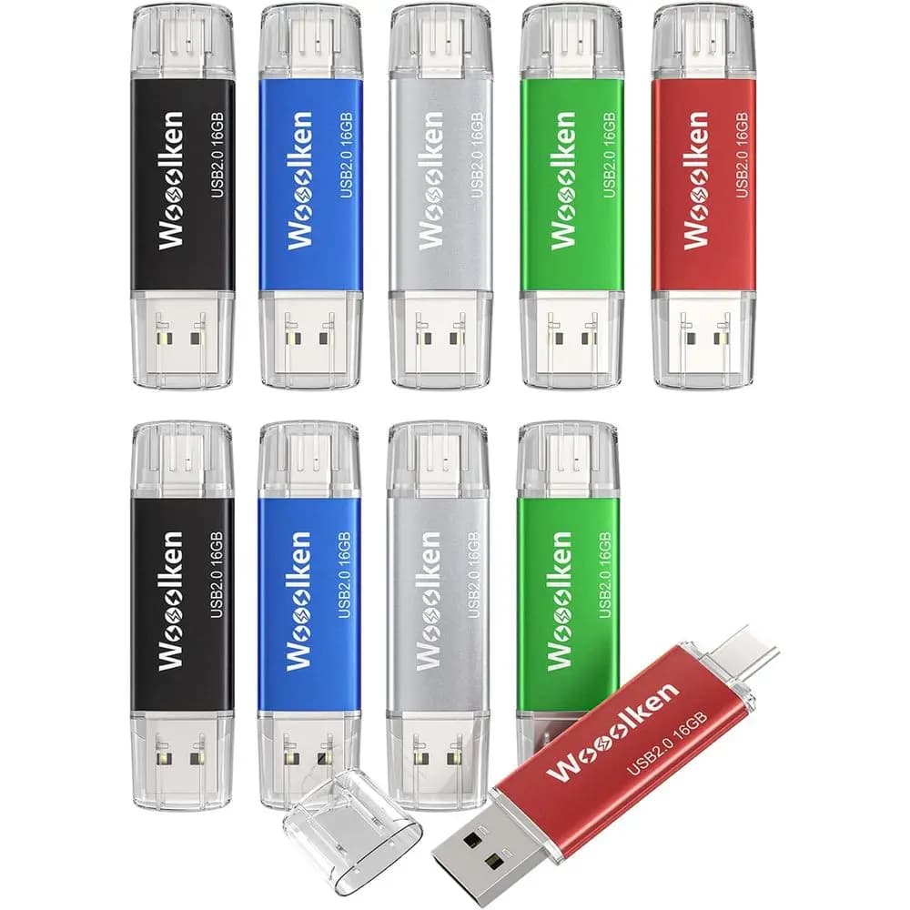 Chiavette USB C da 16GB, Confezione da 10, Memorie OTG Tipo-C, Compatibili con Tablet Android, Smartphone e Computer
