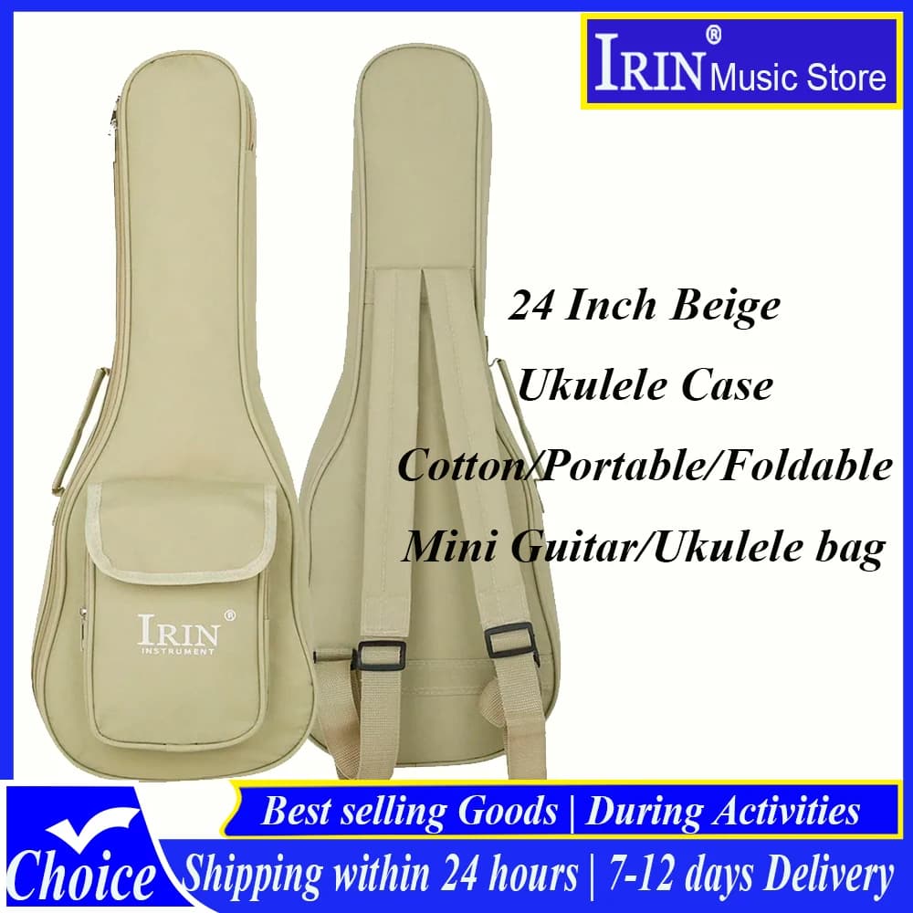 Borsa per Ukulele IRIN da 24 Pollici, Custodia Morbida Portatile Pieghevole Impermeabile in Tessuto Oxford, Zaino Imbottito per Ukulele a 4 Corde Hawaii