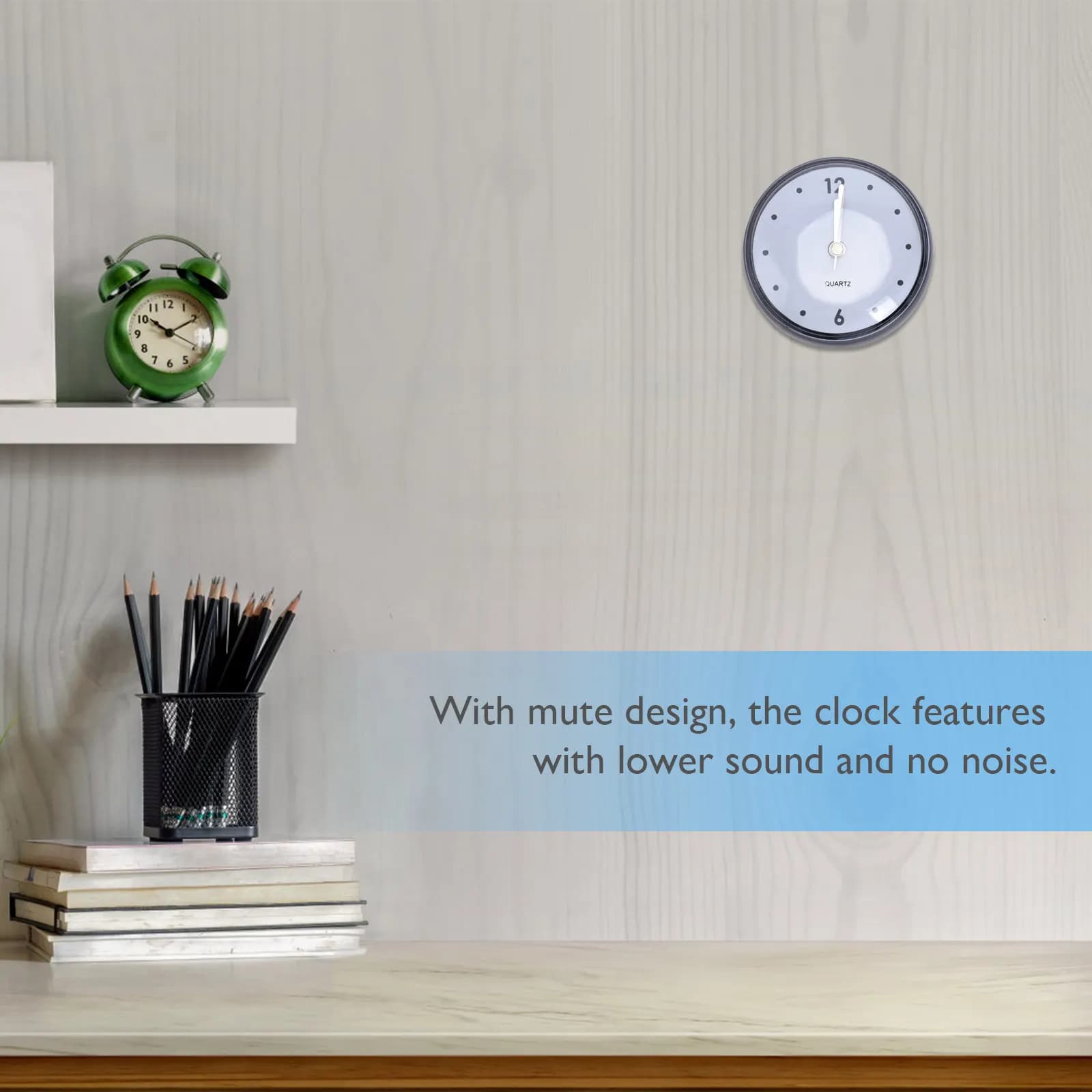Wall suction cup watch, 1 piece, for bathroom and kitchen, waterproof, anti-fog, silent, modern and elegant design, surface mounting with mirror/tiles