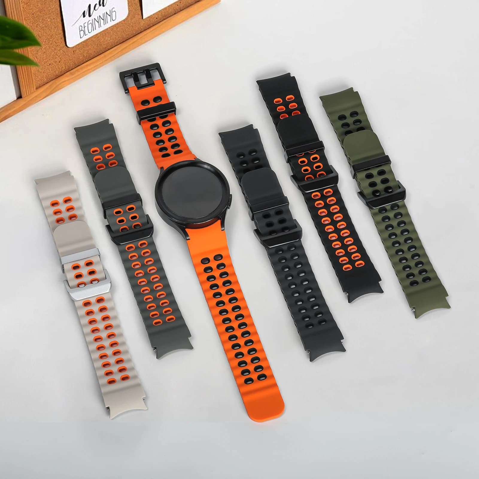 Cinturino per Samsung Galaxy Watch 7 cinturini No Gaps Sport Bracciale marino in silicone Galaxy Watch FE/6 4 Classic/5 Pro Cinturini 44mm 40mm