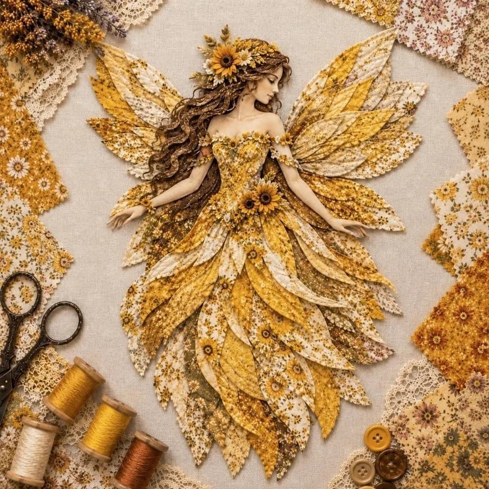Handmade Patchwork Fairy Kit Pre Cut Fabric Stuffing Included Fairy Sewing Kit Buttons Included Step By Step Guide