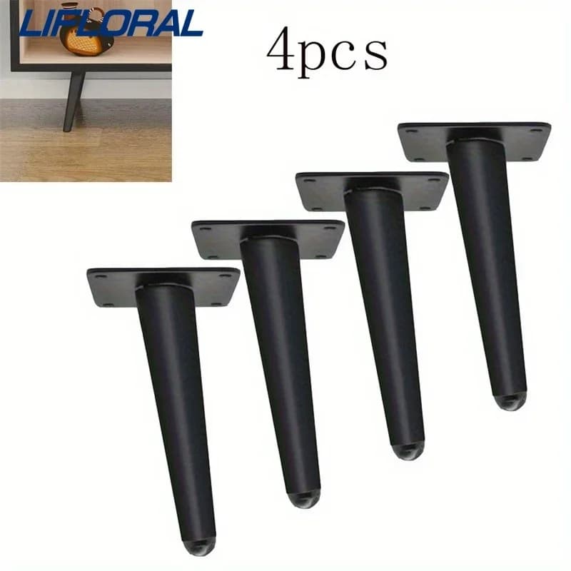 Set di 4 Gambe per Mobili da 10cm, Gambe Metalliche Coniche Oblique in Stile Mid-Century, Finitura Opaca per Divani, Armadi e Tavoli