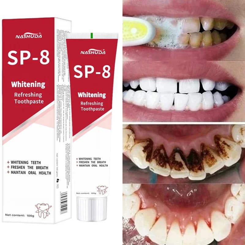 SP-8 Probiotic toothpaste Whitening clean teeth Remove stains Oral hygiene management Fresh food with sodium saccharino Lattobacillus