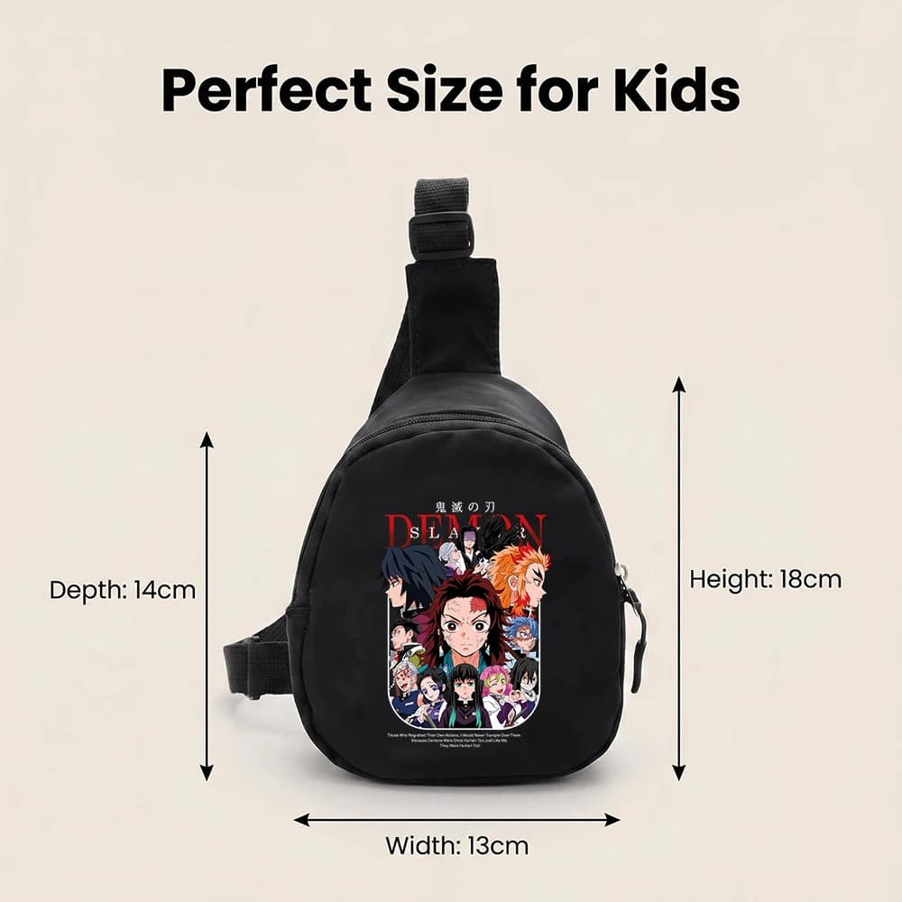 Borsa a tracolla Demon Slayer Anime per bambini, mini zaino a tracolla per ragazzi e ragazze, casual, per la scuola e l'uso quotidiano