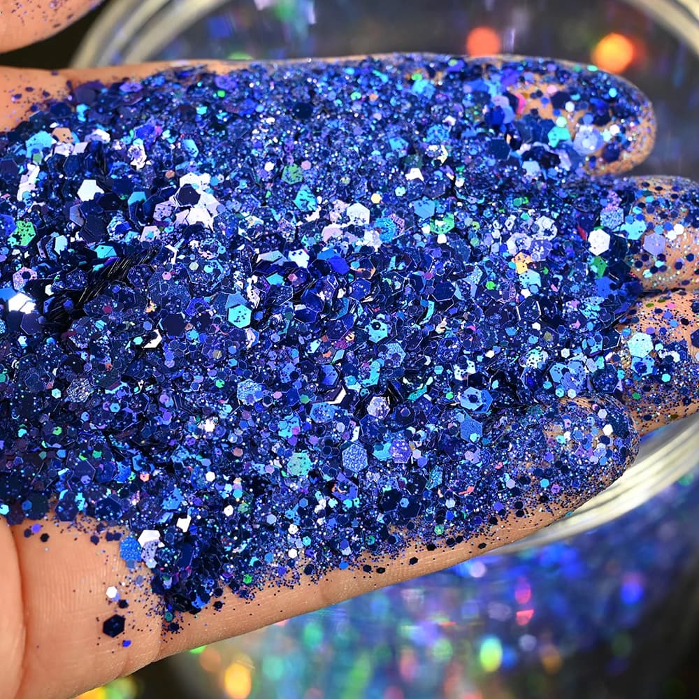 50g olografica mista forma esagonale grosso iridescente nail art glitter fiocchi laser scintillanti paillettes fette decorazione nail art