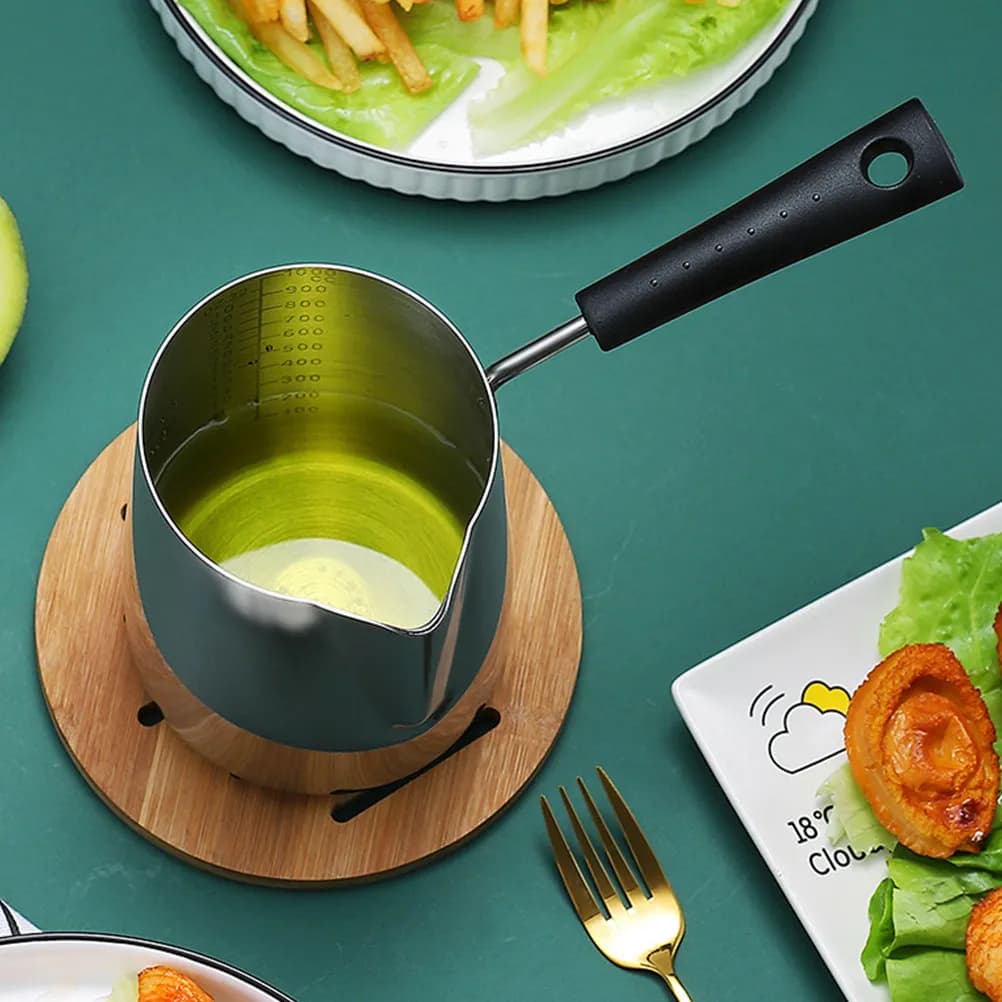 1 Pezzo Mini Pentola in Acciaio Inox Antiaderente, Padella Profonda Portatile per Frittura, Adatta a Gas, Induzione ed Elettrica, Sana e Pratica