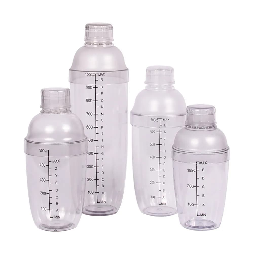 Shaker per Cocktail Trasparente da 350ml, Bicchiere Mixer in Resina PC con Scala di Precisione, Impugnatura Liscia e Coperchio Antiscivolo