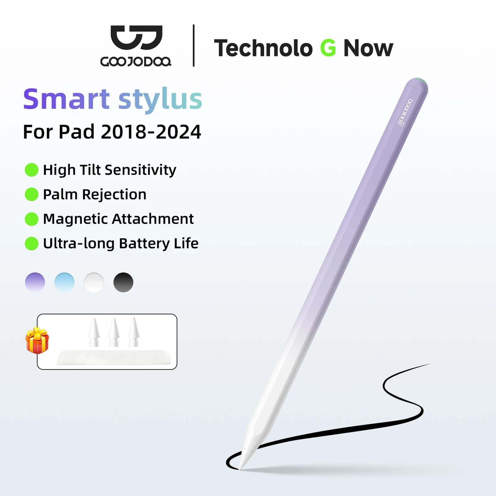 GOOJODOQ per Apple Matita 2 per iPad Matita Penna Stilo per iPad Pro 11 Matita Pro 12.9/9.7 2018 2019 Mini 5 con Il Rifiuto di Palma