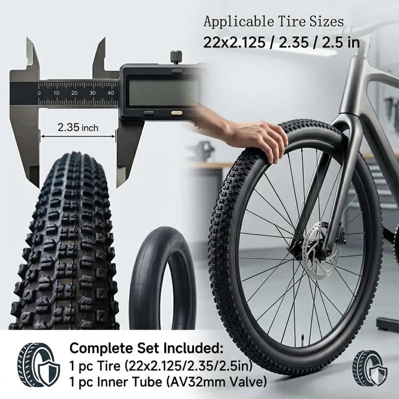 22 Inch MTB Bicycle Tire and Inner Tube Set 22x2.35 22x2.125 22x2.5 AV32mm Valve Mountain Bike Wheel Tyres Cycling Repair Parts