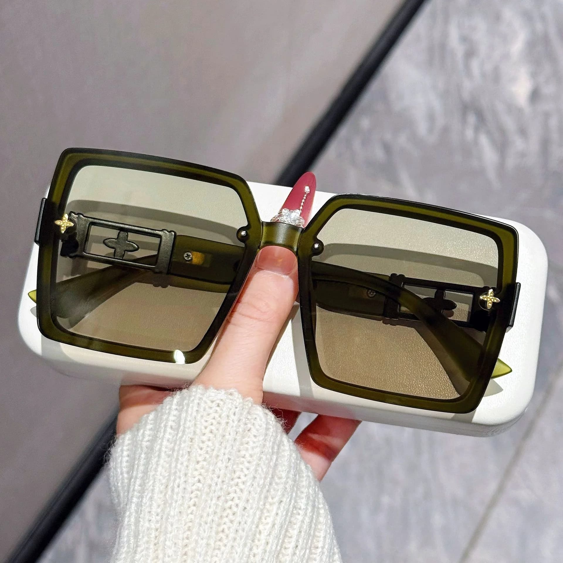 Nuovi occhiali da sole alla moda con montatura grande, montatura quadrata, anti-UV, di alta gamma DS-3032
