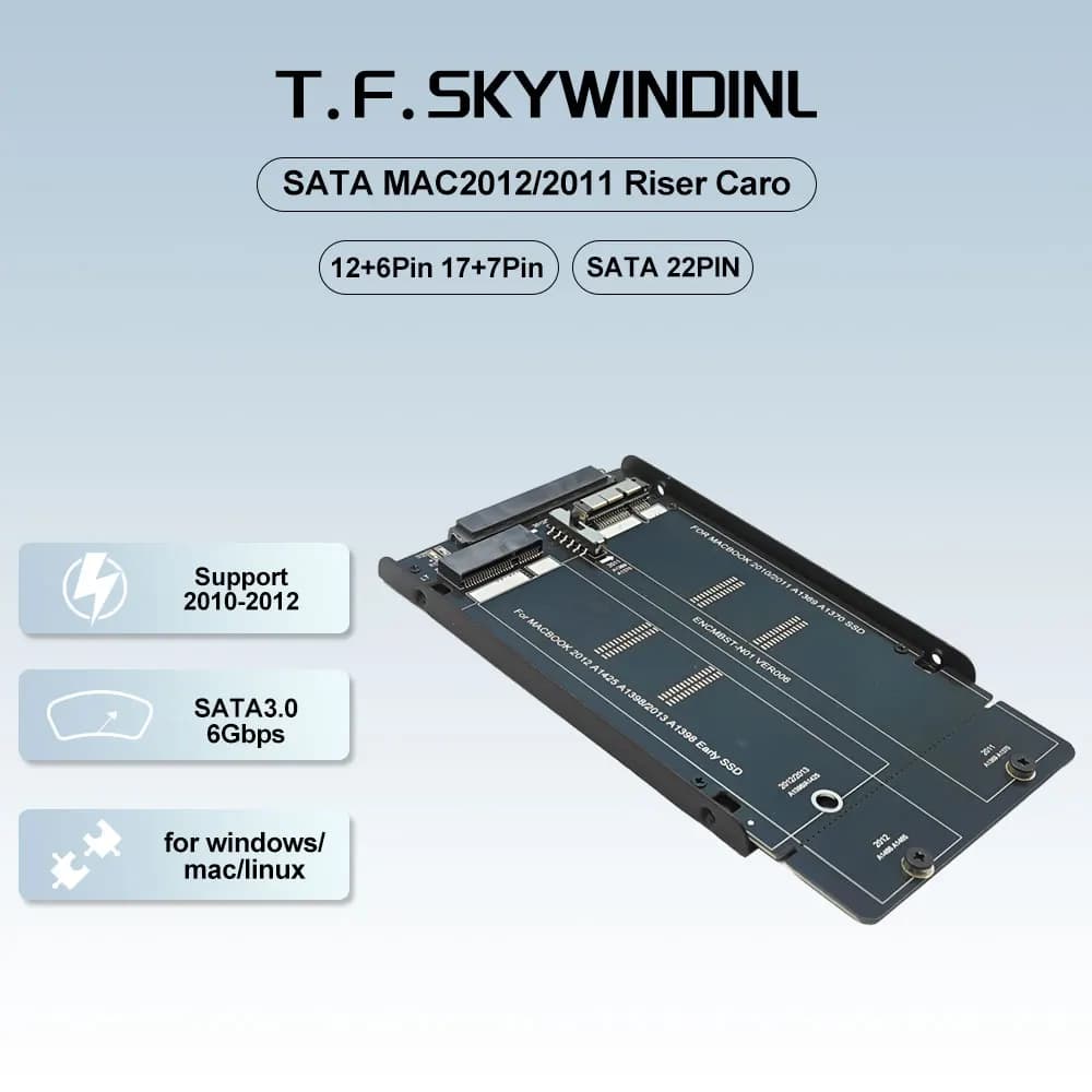 2.5-inch SATA 22Pin to Mac 2011 2012 2-in-1 Adapter for Mac Pro/MacBook Pro1425/1398/1466/1465 6Gbps SSD/HDD Converter