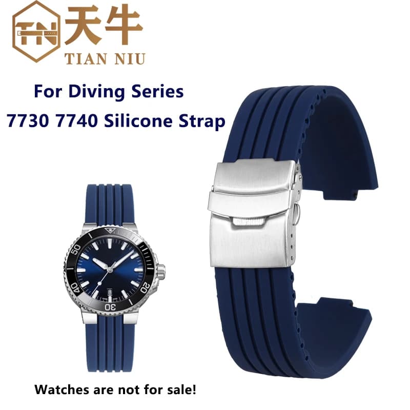 22-11mm 24-12mm Convex silicone watchband for ORIS AQUIS 7730 7740 diving watch strap Waterproof rubber Folding buckle Bracelet