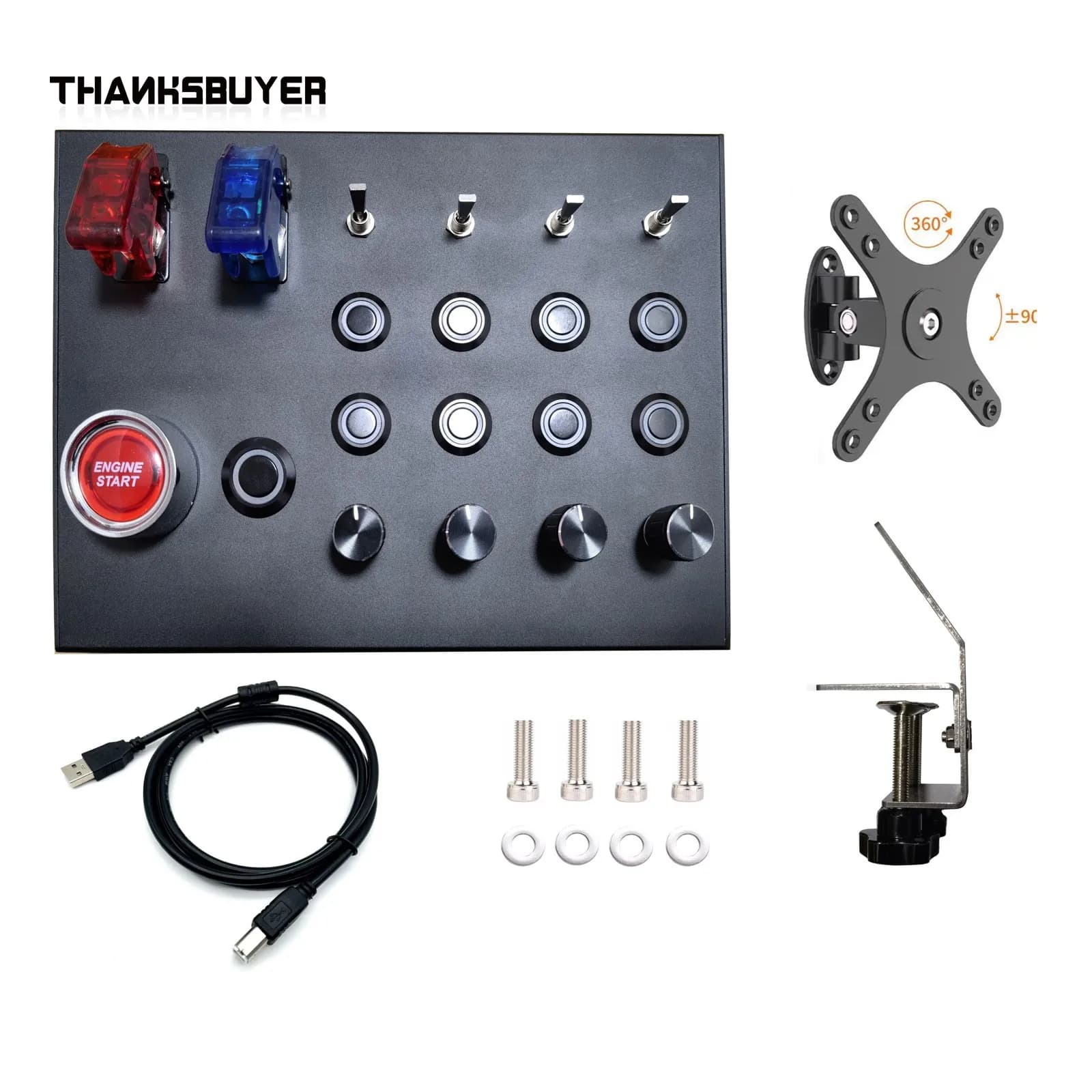 Simplayer Button Box Accessorio per scatola pulsanti Sim Racing (con/senza morsetto da tavolo) per giochi di corse Sim