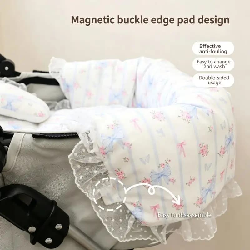 Practical Pet Strollers Mat With Secure Fastening Rope Cushion Pillow Edged Pading For Safe Travel Comfortable Ride