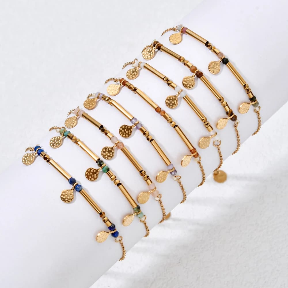 Braccialetti con ciondoli in acciaio inossidabile francese Boho per donna Accessori per mani in pietra vintage di lusso Gioielli alla moda