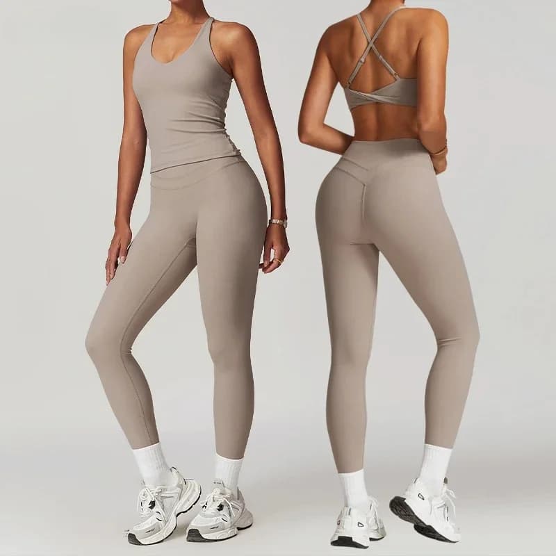 Completi da Palestra per Allenamento, Tute da Yoga e Fitness, Set 2 Pezzi per Donna, Reggiseno Sportivo + Leggings a Vita Alta, Abbigliamento da Palestra, Tute Sportive