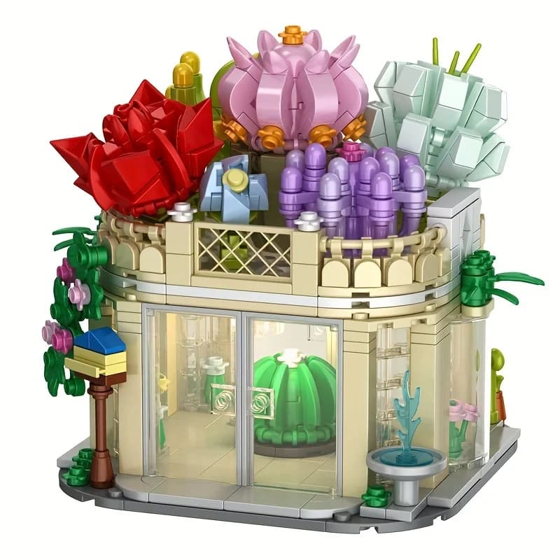 Pianta succulenta in vaso Building Blocks Fiore Bonsai Modello di assemblaggio fai da te Kit di mattoni Decorazione della casa Giocattoli per bambini Regalo di festa