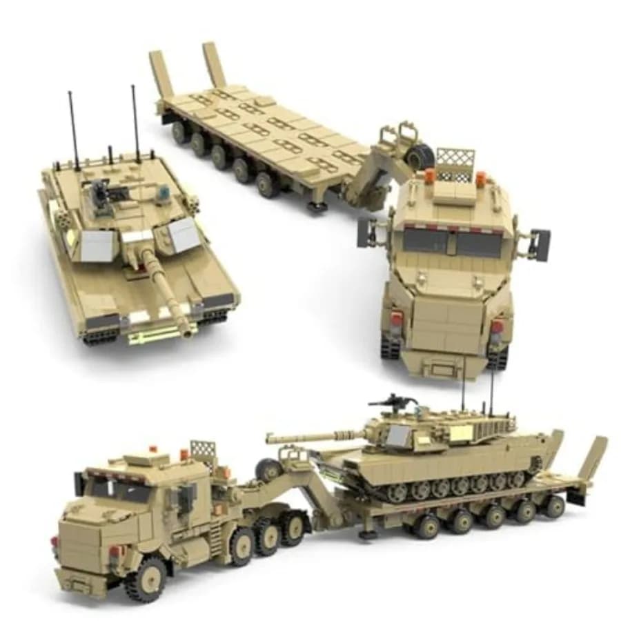 Kit di Costruzione Veicoli Militari M1070, Set di Blocchi per Carri Armati della Seconda Guerra Mondiale, 3483 Pezzi, Design Dettagliato Grigio e Verde
