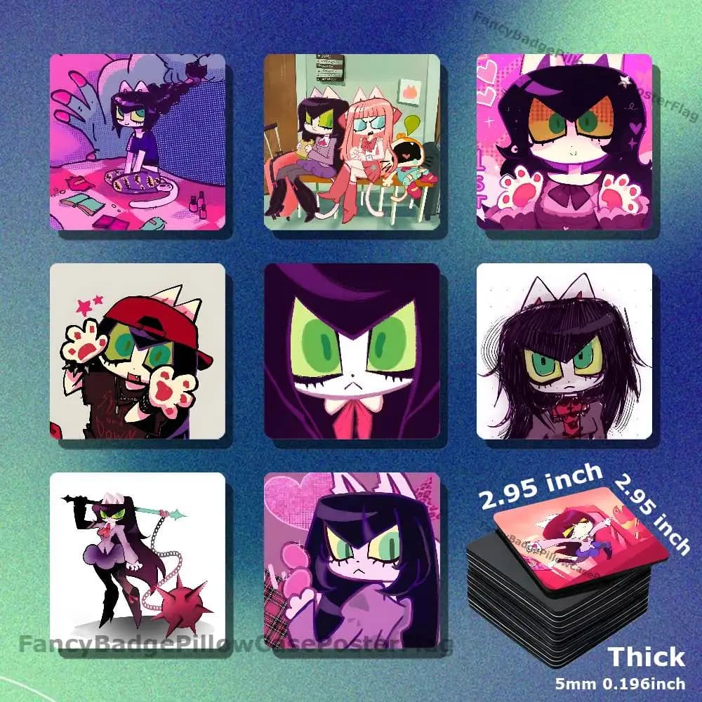 Salem Magical Meow Meow Acrylic Refrigerator Magnets Square Tiles with Magnetic Sheets for Home Decoration