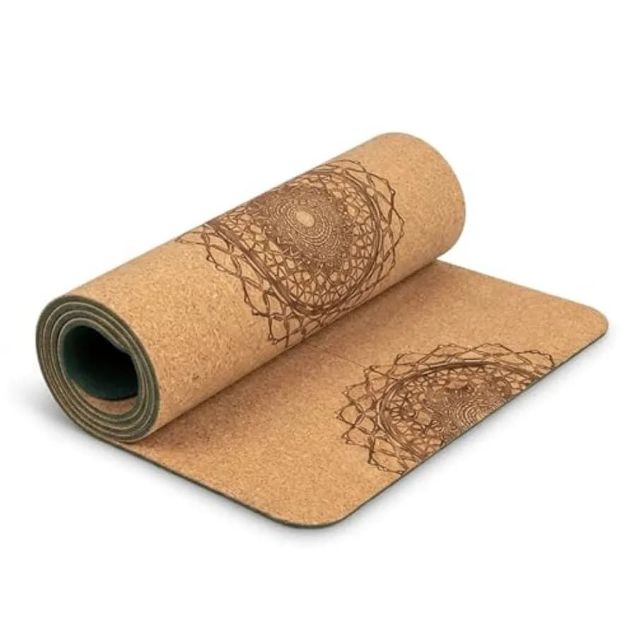Workout Mat with Carrying Strap - 6mm Thick Cork Yoga Mat 72" x 24" - Non-Slip Cork Mat for Home, Gym, Fitness and Hot Yoga - L