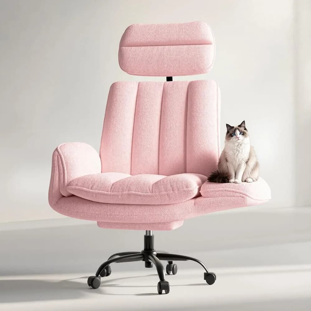 Sedia da Ufficio con Braccioli e Ruote, Comoda Sedia in Velluto, Sedia Ergonomica per Gaming e Computer
