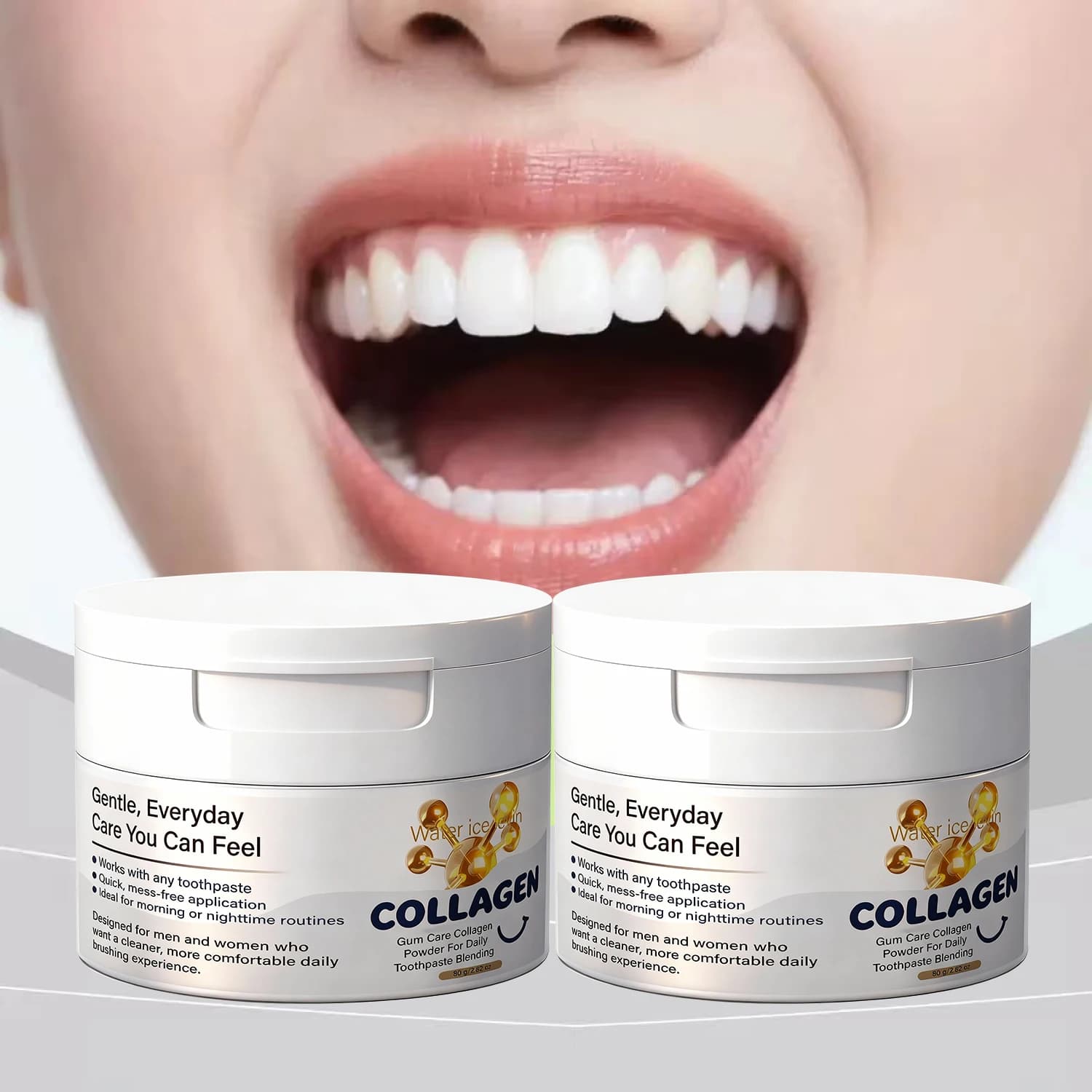 Polvere di Collagene per la Cura delle Gengive, per Dentifricio, Rinforzante e Idratante per l'Igiene Orale, con Acido Ialuronico, Sbiancante per Uso Quotidiano