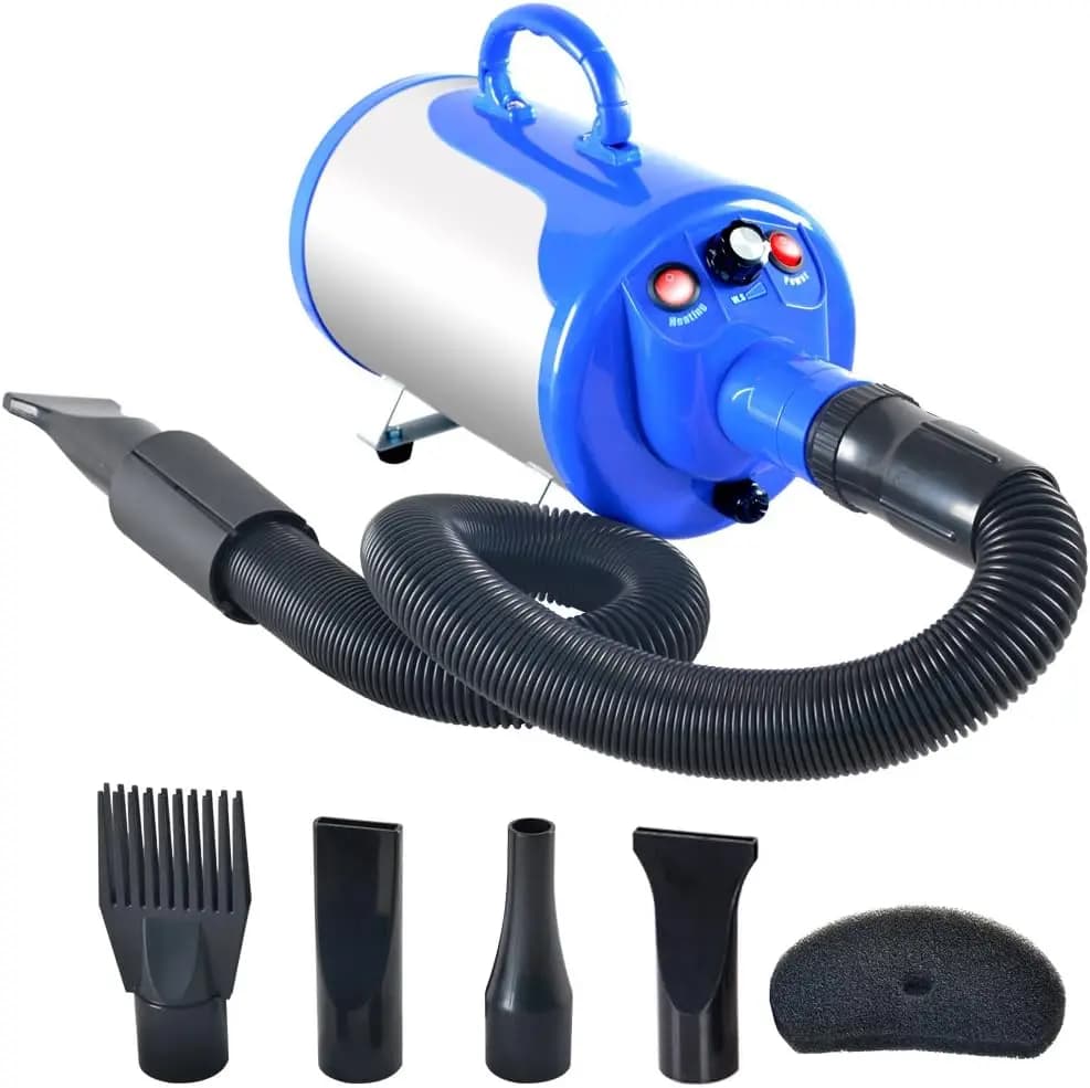 Professional Hair Dryer for Domestic Animals with Heater, Adjustable Air Flow for Dogs and Cats, Power 2400W