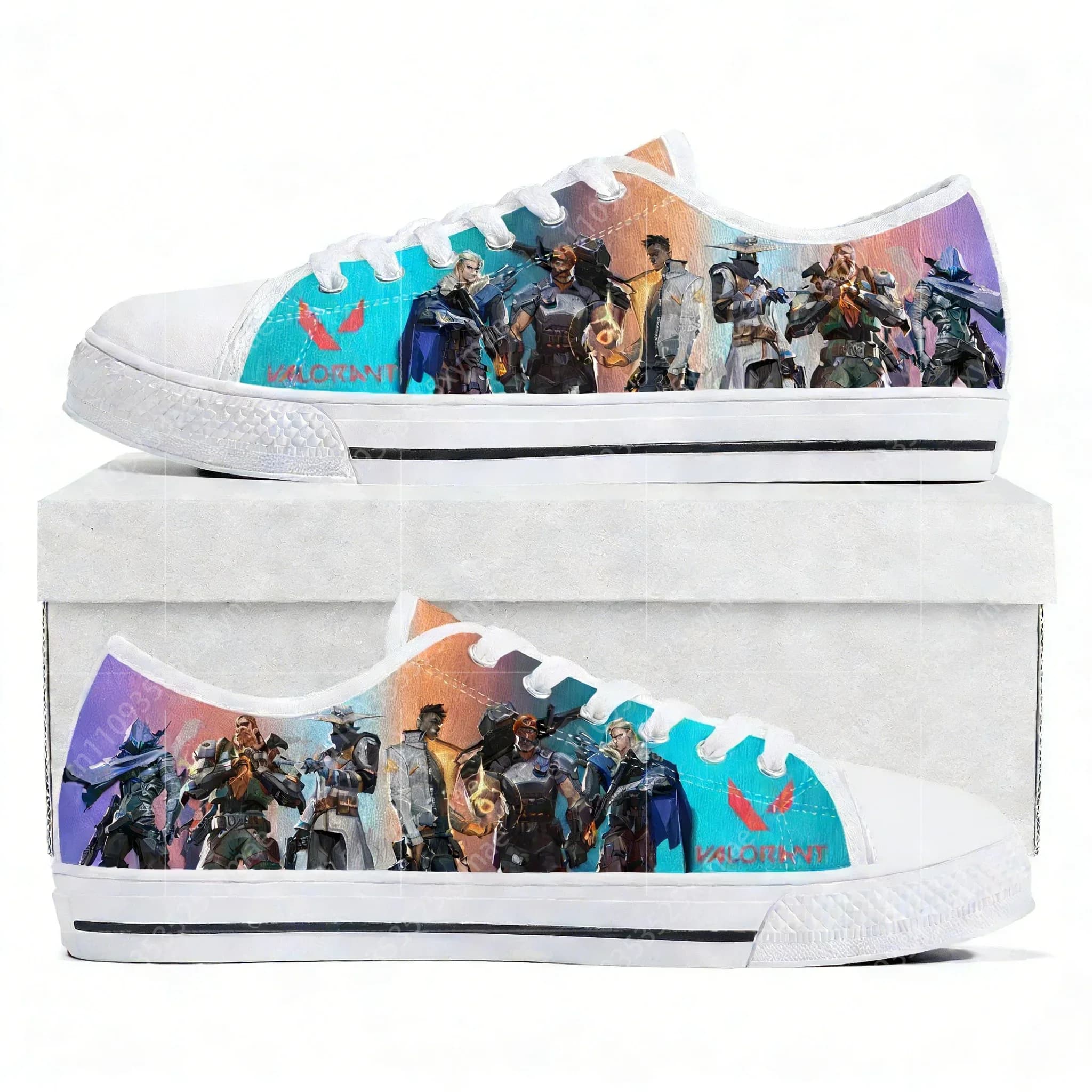 Agent Manga Cartoon Game Valorant Low Top Sneakers Womens Mens Teenager Canvas Sneaker Couple Custom Built Shoes