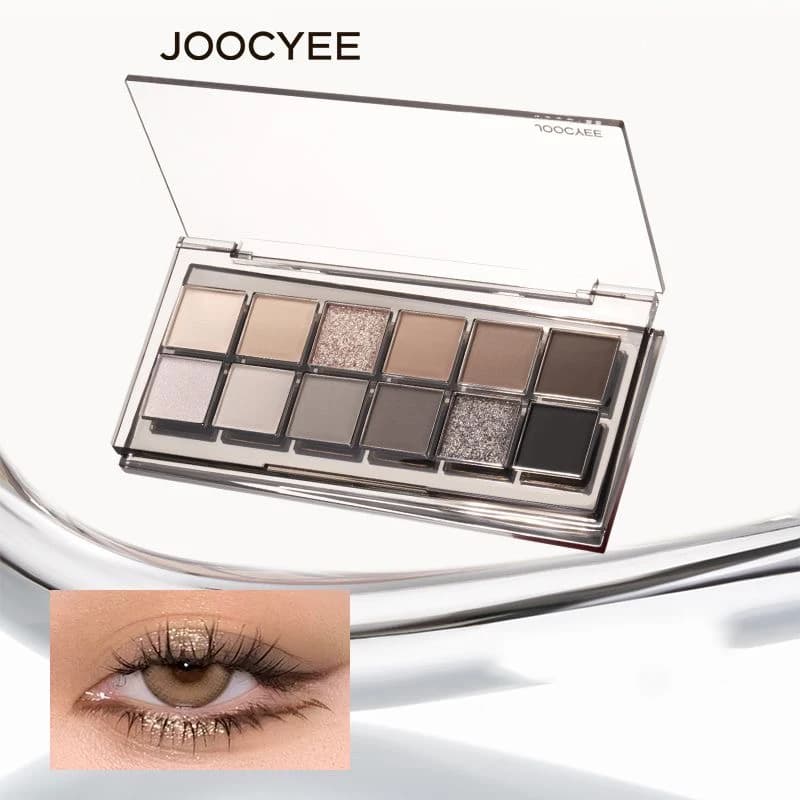 JOOCYEE Tavolozza per trucco leggero con piastra per ombretti a 12 colori con finiture opache e luccicanti Set per trucco Set completo di cosmetici