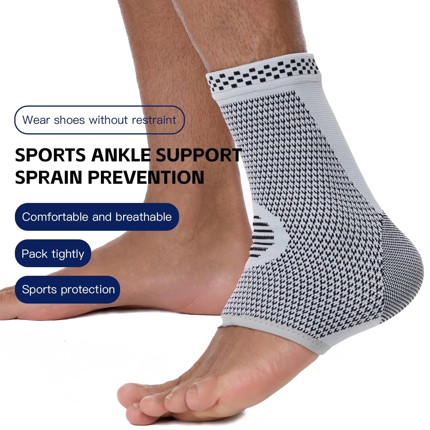 Protezione per tutore di compressione regolabile per supporto per caviglia lavorato a maglia per la corsa di calcio, basket, palestra, cinturino per fasciatura per stabilizzatore per caviglia