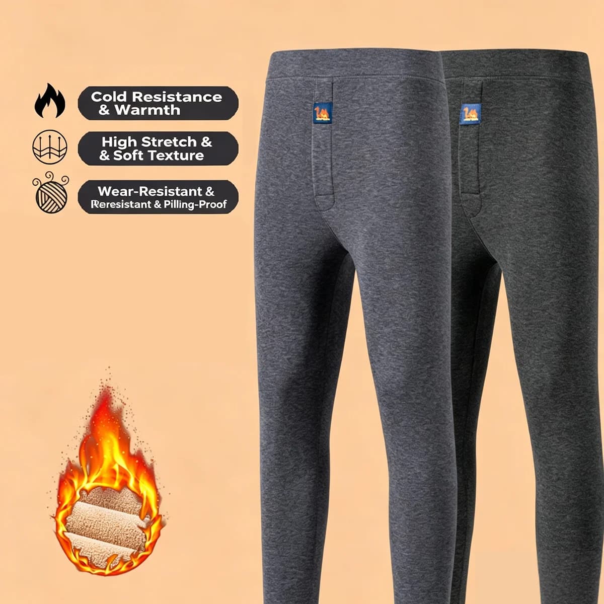 Thickened Winter Fleece-Lined Men's Pants Warm Protection Waist Elastic Knee Pads Cotton Quilted Trousers For Middle-Aged Men