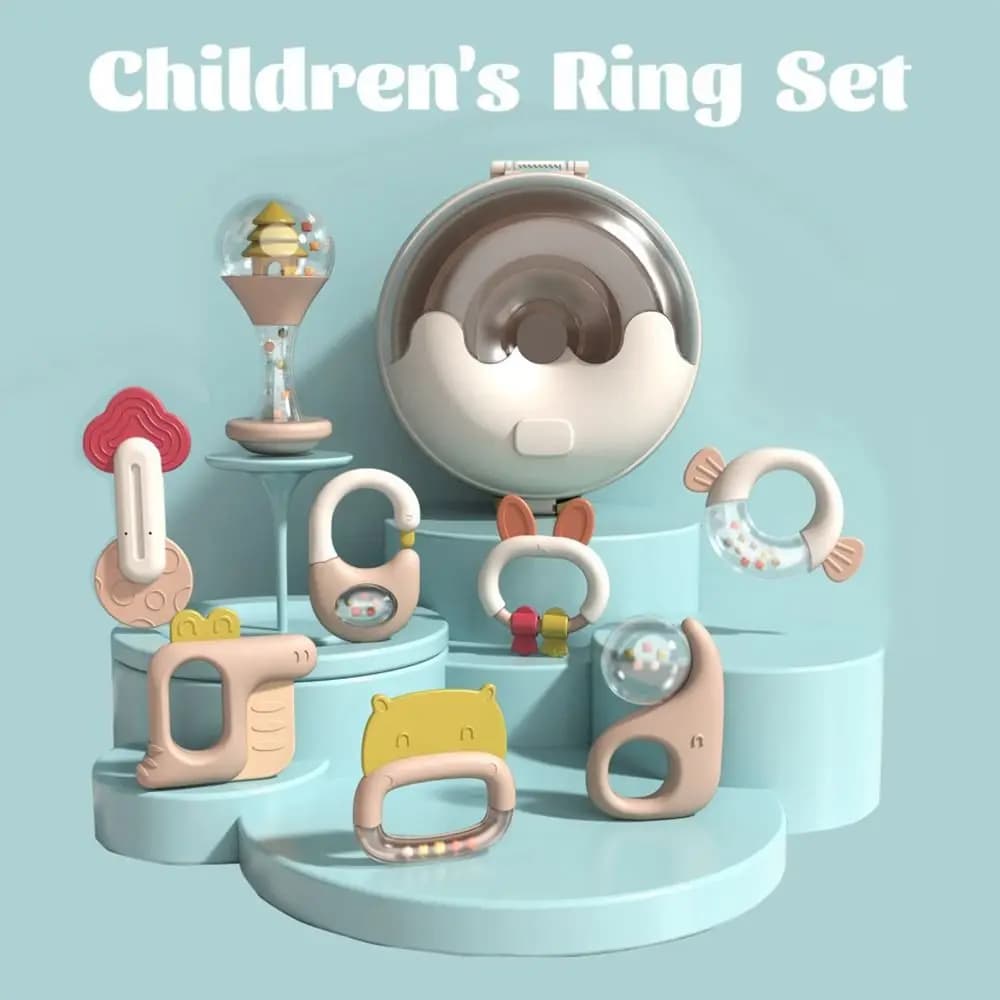 5/6 pezzi creativo silicone cartone animato sonaglio forma animale morbido salute del bambino anello massaggiagengive design anti-masticare dentizione del bambino portatile