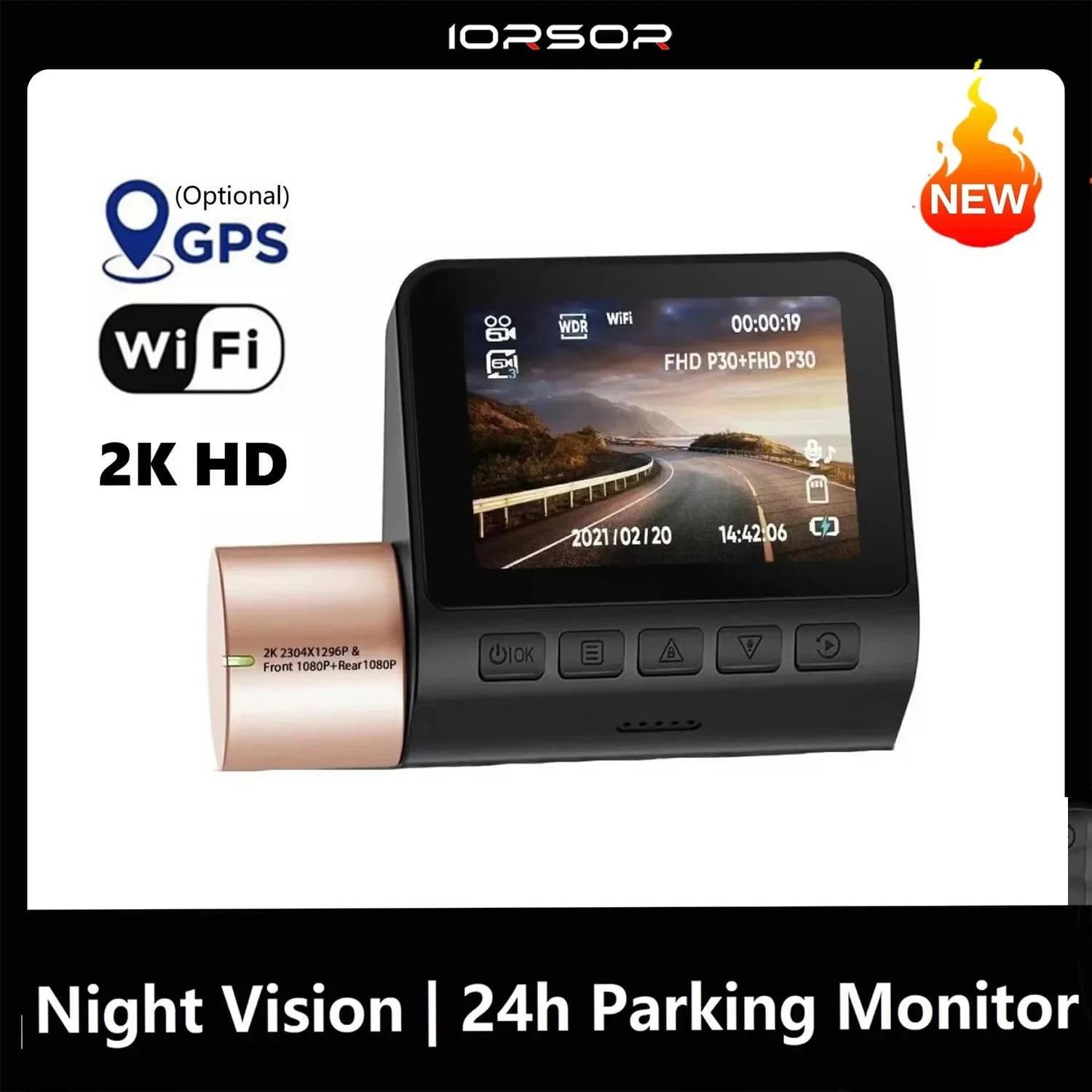 2K Dash Cam per Auto Macchina Fotografica WIFI GPS Visione Notturna Dashcam 24h Monitor di Parcheggio Dvr Para Coche Front Kamera Samochodowa Rejestrator
