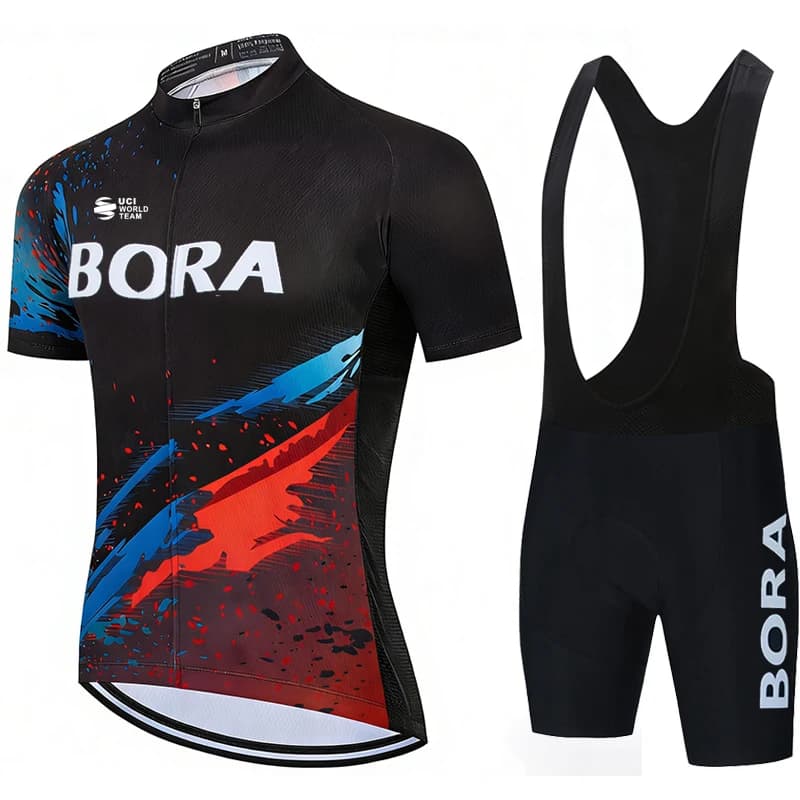 Complete with Cycling Man UCI BORA: Professional sweater with Gel, Shorts with Bretelle, Summer jacket, MTB clothing