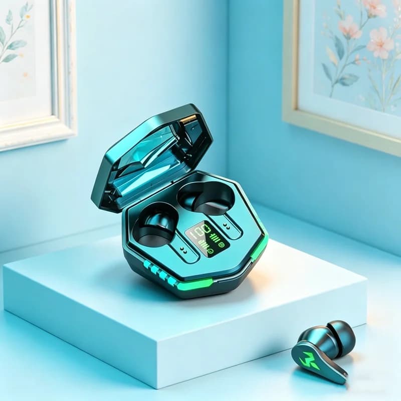 Auricolari Bluetooth wireless N35 con display digitale, cuffie in-ear per gaming e smartphone.