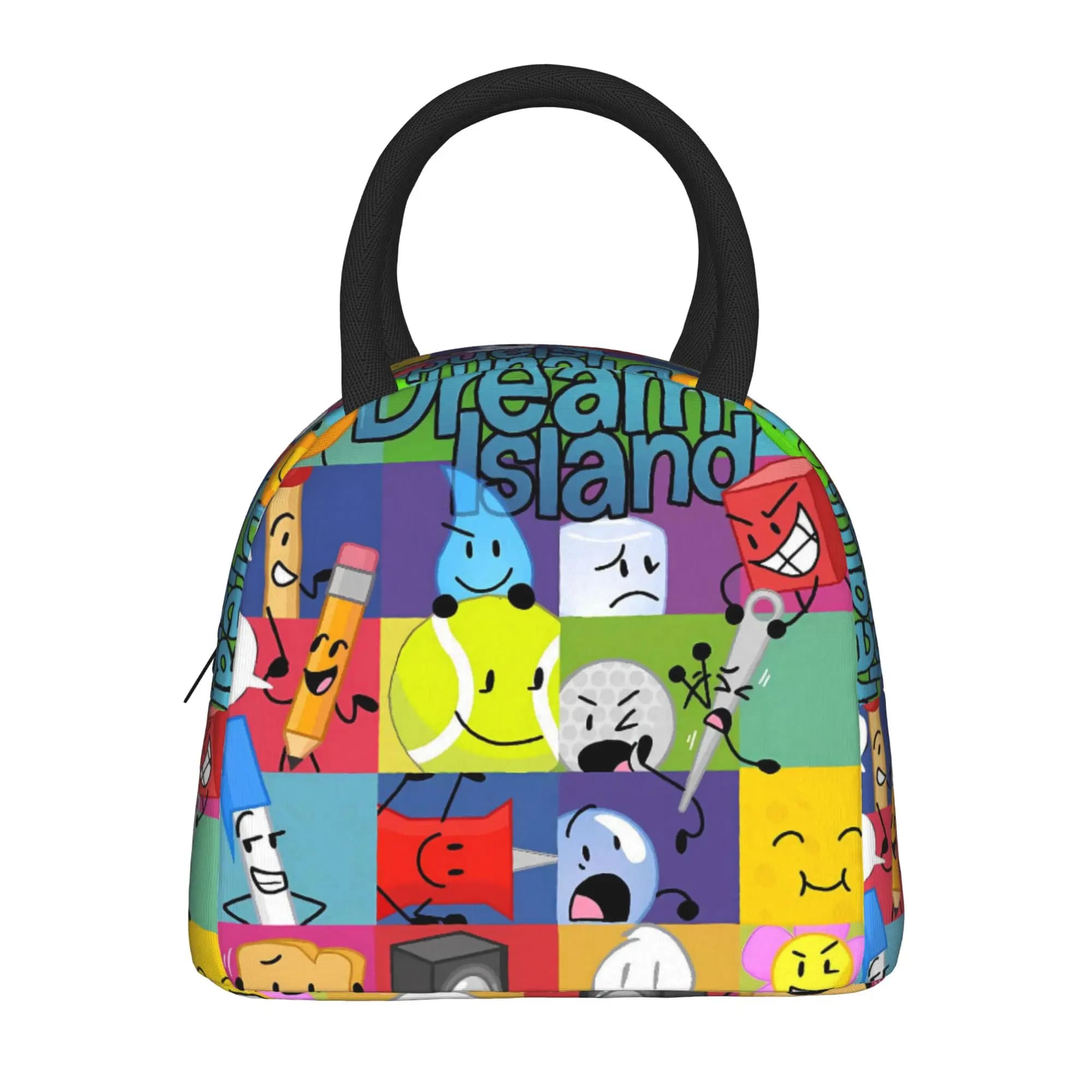 Borsa per il pranzo con tutti i personaggi BFDI, borsa per il pranzo casual per donna, borsa termica portatile con cerniera, borsa termica impermeabile con stampa