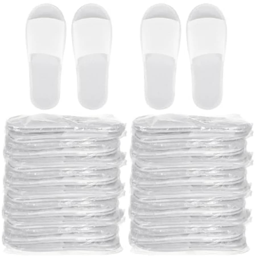 20 paia di pantofole usa e getta per ospiti, pantofole da spa antiscivolo bianche per hotel, pantofole comode in cotone a punta aperta