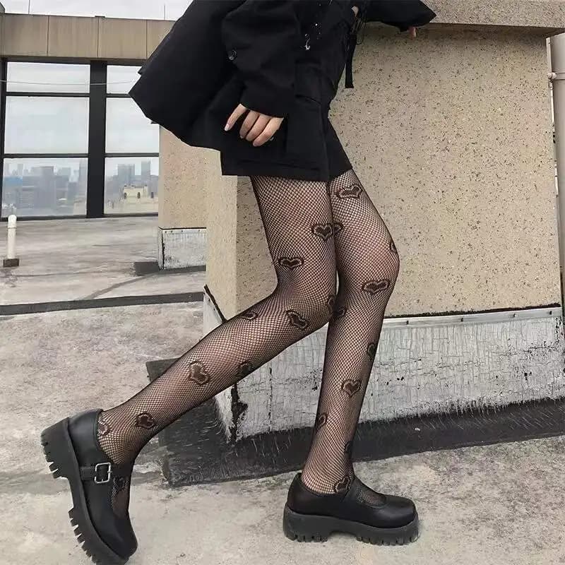 Gothic Fishnet Stockings Black Tights Women Sexy Nylon Sheer Pantyhose Women Hot Girl Black White Sexy Thin Ins Tide Lace Tights