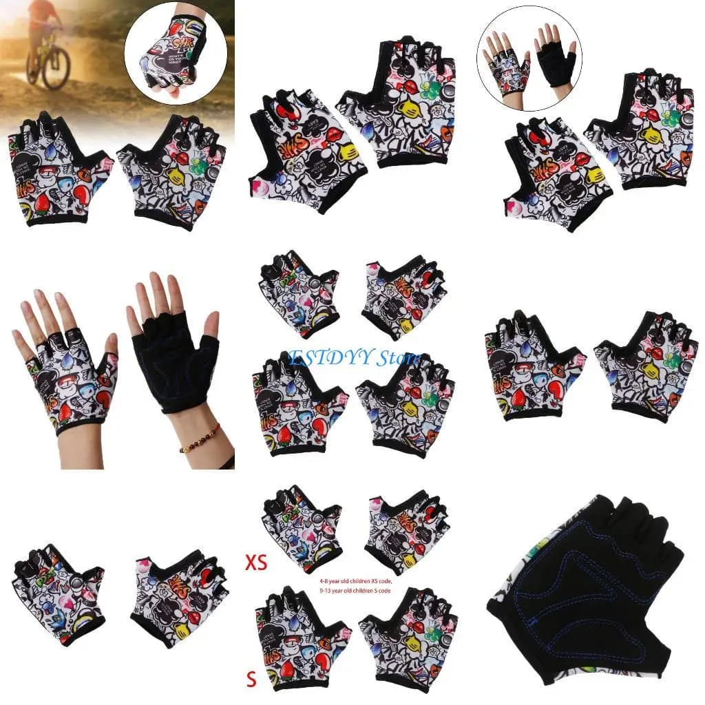 G6DE Guanti da ciclismo per bambini Mezze Traspiranti Skate Equitazione Antiscivolo Sport all aperta