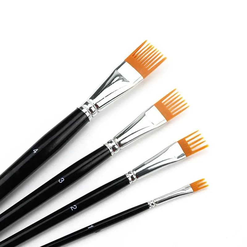 New 4Pcs Serrated Shape Paintbrush Set For Watercolor Oil Digital Painting - Landscape Leaf Art Brushes For Artists & Students