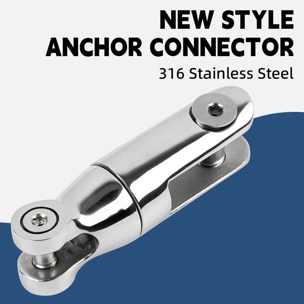 Nuovo connettore girevole per ancoraggio in acciaio inossidabile 316 adatto per ormeggio catena da 6-8 mm per hardware per navi marine per barche resistenti