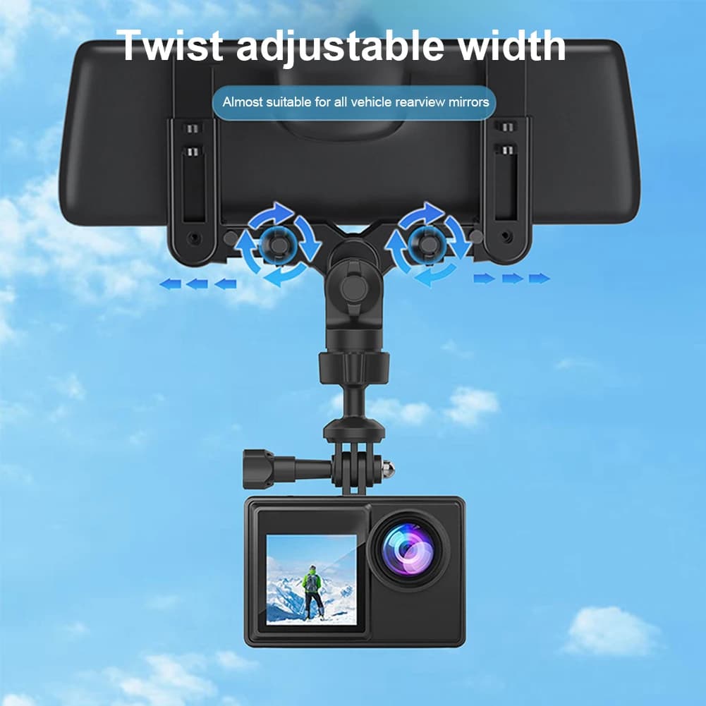 Car Action Camera Mount 360 Adjustable Anti-Shake Car Mounting Bracket Rear View Mirror Camera Holder for Insta 360 Accessories
