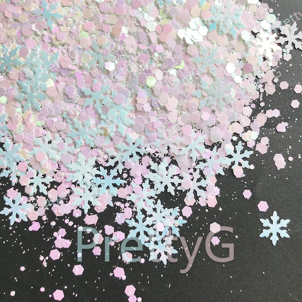 PrettyG 10g/bag Christmas Chunky Mixes Glitter Bulk Snowflake Glitters Nail Sequins For DIY Mold Filling Resin Epoxy Decoration