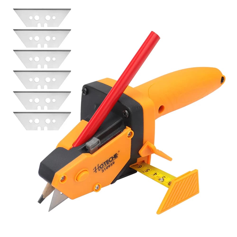 Utensile Manuale per Taglio Cartongesso con Metro a Nastro, Include Taglierina, Matita e 5 Lame
